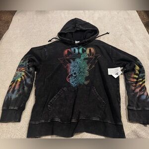 Disney Pixar Coco Tie Dye Hoodie Sugar Skull Guitar Graphic Medium NWT